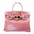 Fake Best Hermes Birkin 30CM Tote Bags Light Pink Croco Leather Gold Tl1622Nk59