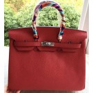 Fake Hermes Birkin 35CM Tote Bag Red Litchi Leather BK35 Silver Tl1111pE71