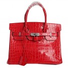 Hermes Birkin 30CM Tote Bags Red Iridescent Croco Leather Silver Tl1620Sy67