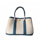 Hermes Garden Party 30CM Bag Canvas Leather H11S Blue Tl1492Yf79