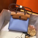 Hermes mini Herbag Original Canvas Leather & Calfskin 45987 blue&brown Tl440TV86