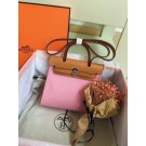 Hermes mini Herbag Original Canvas Leather & Calfskin 45987 pink&brown Tl443ta99