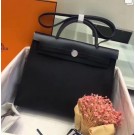 Hermes mini Herbag Original Canvas Leather & Calfskin 45988 Black Tl423gE29