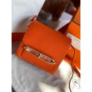 Hermes Roulis 19cm Evercolor 9D H9003 orange&Gold Tl153Pf97