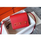 Hermes Roulis 19cm Evercolor 9D H9003 red&Gold Tl150vK93