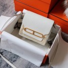 Hermes Roulis 19cm Evercolor 9D H9003 white&Gold Tl155Jz48