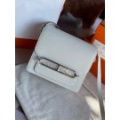 Hermes Roulis 19cm Evercolor 9D H9003 white&Silver Tl154fH28