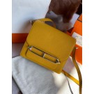 Hermes Roulis 19cm Evercolor 9D H9003 yellow&Silver Tl149oK58