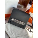 Imitation Hermes Roulis 19cm Evercolor 9D H9003 black&Silver Tl151VO34