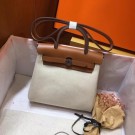 Knockoff Best Hermes mini Herbag Original Canvas Leather & Calfskin 45987 Offwhite&brown Tl441sm35