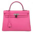 Knockoff Hermes Kelly 32cm Shoulder Bag Rose Original Leather K32 Silver Tl1650Lg61