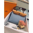 Replica Hermes Herbag 31CM Original Canvas Leather & Calfskin 45987 light blue Blue&brown Tl166KG80