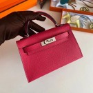 Replica Hermes Kelly 19cm Shoulder Bags Epsom Leather KL19 Silver hardware rose Tl198BJ25