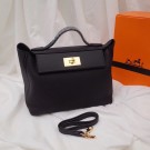 Replica Hermes Kelly togo Leather Tote Bag H2424 black Tl586sA83