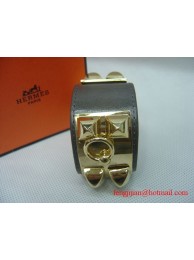 2010 Hermes Gray Leather Gold Bangle 1171 Tl2870lU52