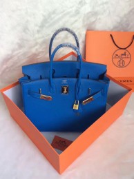 AAA 1:1 Hermes Birkin 30CM Tote Bag Blue Original Leather HB30 Glod Tl927yF79