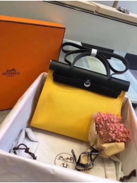 AAA Replica Hermes Herbag 31CM Original Canvas Leather & Calfskin 45987 Yellow&Black Tl823VB75