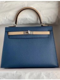 AAA Replica Hermes Original Epsom Leather KEL2578 blue&grey Tl340Oy84