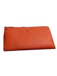 AAA Replica Hermes Zipper Wallet Grainy Leather HA309 Orange Tl2165Oy84