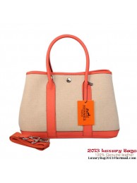 AAAAA Hermes Garden Party 30CM Bag Canvas Leather A1288 Light Red Tl1867Qa67