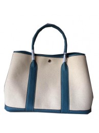 AAAAA Hermes Garden Party 36CM Bag Canvas Leather H11M Blue Tl1502Qa67