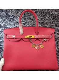 AAAAA Imitation Hermes Birkin 35CM Tote Bag Litchi Leather HB35GL Rose Tl1192Sy67