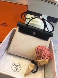 AAAAA Imitation Hermes Herbag 31CM Original Canvas Leather & Calfskin 45987 Offwhite&Black Tl827Sy67