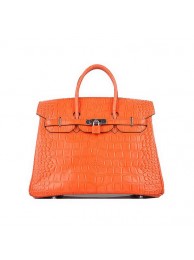 AAAAA Imitation Top Quality Hermes Birkin 35CM Orange Croco Leather Tote Bag Silver Tl1922Sy67