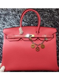 Best 1:1 Hermes Birkin 35CM Tote Bag Litchi Leather HB35GL Cherry Tl1195eT55