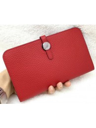 Best Hermes Dogon Combined Wallet Litchi Leather A508 Red Tl2106Ml87