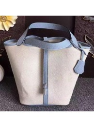 Best Hermes Picotin Lock 18cm Bag Canvas HPL8618T SkyBlue Tl1011Ml87
