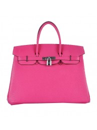Cheap Copy Hermes Birkin 35CM Tote Bag Rosy Grainy Leather Silver Tl1590Eq45
