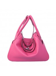 Cheap Fake Hermes Lindy 30CM Rose Grainy Leather Havanne Shoulder Bag Tl1745BC48