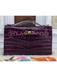 Copy Best Hermes MINI Kelly 22cm Tote Bag Croco Leather KL22 Purple Tl964Qc72