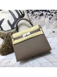 Designer Replica Hermes original Kelly Epsom Leather KL32 dark grey Tl692CF36