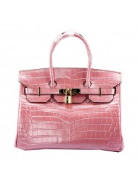 Fake Best Hermes Birkin 30CM Tote Bags Light Pink Croco Leather Gold Tl1622Nk59