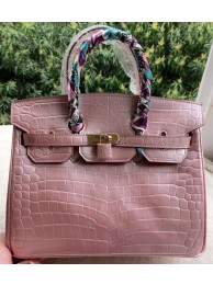 Fake Hermes Birkin 30CM Tote Bags Pink Croco Leather BK30 Gold Tl1103xR88