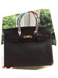 Fake Hermes Birkin 35CM Tote Bag Black Litchi Leather BK35 Gold Tl1114yQ90