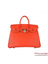 Fake Hermes Birkin 35CM Tote Bag Orange Clemence Leather H6089 Gold Tl1889GR32