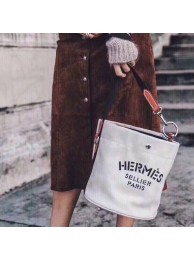 Fake Hermes H Sac De Pansage Canvas HS18237 White Tl747Qv16