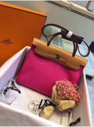 Fake Hermes Herbag 31CM Original Canvas Leather & Calfskin 45987 Pink&Brown Tl815kw88
