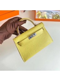 Fake Hermes Kelly 19cm Shoulder Bags Epsom Leather KL19 Silver hardware lemon Tl192xE84