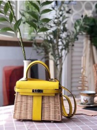 Fake Hermes kelly picnic bag 9810 yellow Tl678bz90
