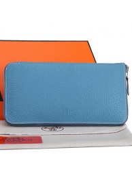 Fake Hermes Zipper Wallet Original Leather A309 Light Blue Tl2254GR32
