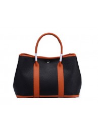 Fashion Hermes Garden Party 36cm Tote Bag Grainy Leather Black&Orange Tl1365OM51