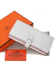 Hermes Bearn Japonaise Bi-Fold Wallet Grainy Leather A208 White Tl2204MB38