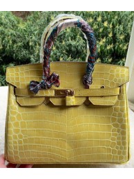 Hermes Birkin 25CM Tote Bag Croco Leather H25TCO Yellow Tl1135hT91