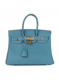 Hermes Birkin 30CM Tote Bag Blue Original Leather H30 Gold Tl1697wn15