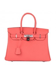 Hermes Birkin 30CM Tote Bag Light Red Original Leather H30 Silver Tl1690sf78