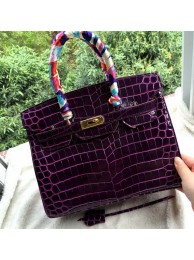 Hermes Birkin 30CM Tote Bags Croco Leather H30CO Purple Tl1265UM91